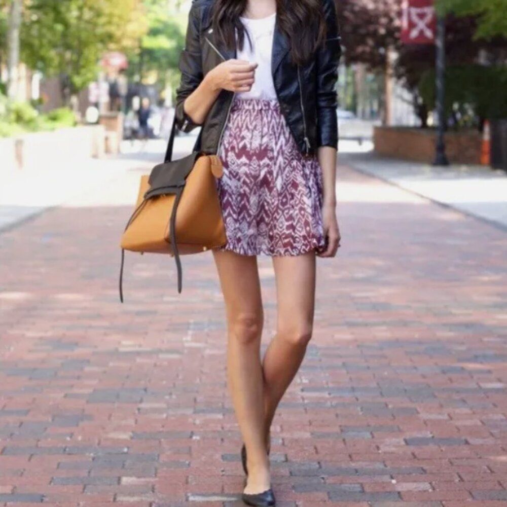 IRO Maroon & White Printed Mini Skirt